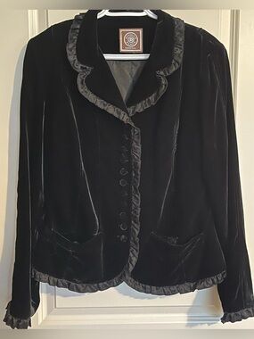 Double D Ranch Black Velvet Blazer Jacket Women's size Medium